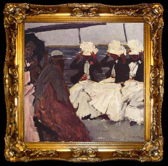 framed  George Hendrik Breitner Promenadendeck mit drei Damen, ta009-2